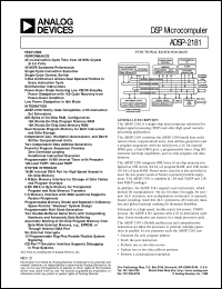 ADSP-2181 datasheet: 16-bit, 40 MIPS, 5v, 2 serial ports, host port, 80 KB RAM ADSP-2181