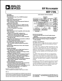 ADSP-2184L datasheet: 16-bit, 40 MIPS, 3.3v, 2 serial ports, host port, 20KB RAM ADSP-2184L