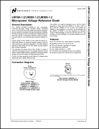 LM185H-1.2-MLS datasheet: Micropower Voltage Reference Diode [Discontinued] LM185H-1.2-MLS