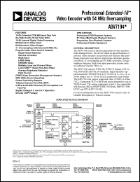 ADV7194 datasheet: Professional Extended-10™ Video Encoder With 54 MHz Oversampling ADV7194