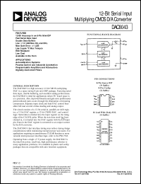 DAC8043 datasheet: 12-Bit Serial Input Multiplying CMOS D/A Converter DAC8043