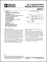 DAC8222 datasheet: Dual 12-Bit Double-Buffered Multiplying CMOS D/A Converter DAC8222