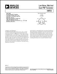 MAT03 datasheet: Low Noise, Matched Dual PNP Transistor MAT03