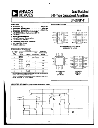 OP11 datasheet: Quad, Matched 741-Type OP11