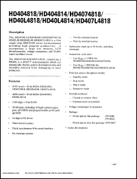 HD404814TF datasheet: 4-bit single-chip microcomputer with large size memory, LCD driver/controller, voltage comparator and 32 kHz watch oscillator circuit HD404814TF