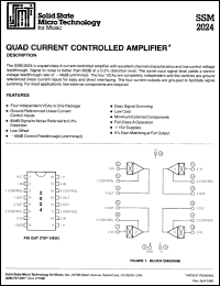 SSM2024 datasheet: Quad current controlled amplifier SSM2024