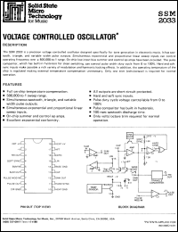 SSM2033 datasheet: Voltage controlled oscillator SSM2033