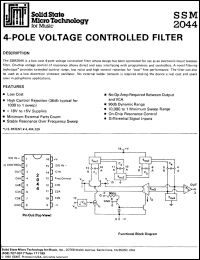SSM2044 datasheet: 4-pole voltage controlled filter SSM2044