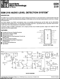 SSM2110 datasheet: Audio level detection system SSM2110