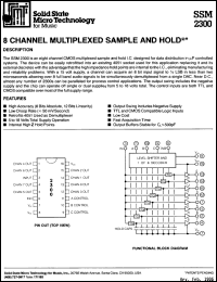 SSM2300 datasheet: 8 channel multiplexed sample and hold SSM2300