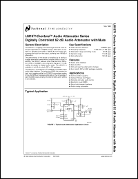 LM1971-NRE datasheet: Digitally Controlled 62 dB Audio Attenuator with/Mute LM1971-NRE
