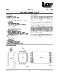 X28C64P-15 datasheet: 64K (8K x 8bit) 5 volt, byte alterable E2PROM X28C64P-15