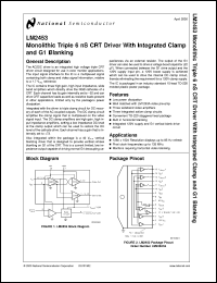 LM2453TA datasheet: Monolithic Triple 6 nS CRT Driver With Integrated Clamp and G1 Blanking LM2453TA