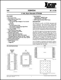 X28HC64P-55 datasheet: 64K (8K x 8bit) 5 volt, byte alterable E2PROM X28HC64P-55