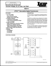 X9314WS3 datasheet: E2POT nonvolatile digital potentiometer X9314WS3
