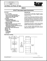 X9315ZM datasheet: E2POT nonvolatile digital potentiometer X9315ZM