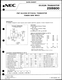 2SB800 datasheet: Silicon transistor 2SB800