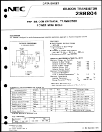 2SB804 datasheet: Silicon transistor 2SB804