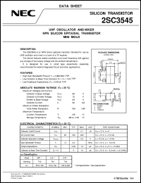 2SC3545-T2B datasheet: For UHF tuner, MIXER and OSC. 2SC3545-T2B