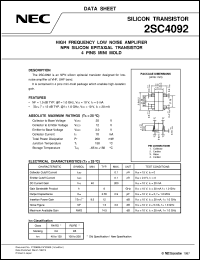 2SC4092-T2 datasheet: For amplify high frequency and low noise. 2SC4092-T2