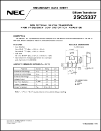 2SC5337 datasheet: New power mini(a product with gain improved of 2SC4536) 2SC5337