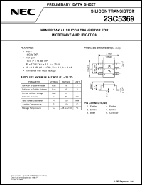 2SC5369-T1 datasheet: Microwave noise reduced amplifier/high gain amplifier 2SC5369-T1