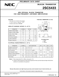 2SC5433-T1 datasheet: Reduced noise high frequency amplification transistor 2SC5433-T1