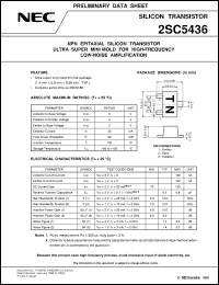 2SC5436-T1 datasheet: Reduced noise high frequency amplification transistor 2SC5436-T1