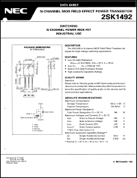 2SK1492 datasheet: High-withstand-voltage power MOS FET 2SK1492