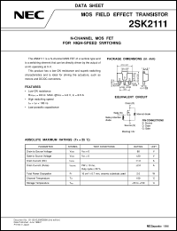 2SK2111 datasheet: High-speed switching N-ch small signal MOS FET 60 V/1 A 2SK2111