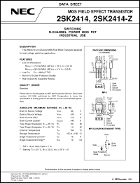 2SK2414-Z-E1(JM) datasheet: Low withstand voltage Nch MOS FET 2SK2414-Z-E1(JM)