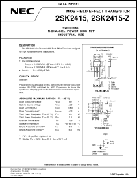 2SK2415-Z-E2(JM) datasheet: Low withstand voltage Nch MOS FET 2SK2415-Z-E2(JM)