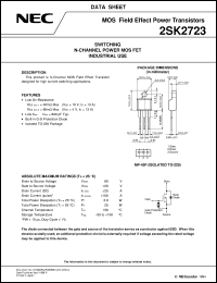 2SK2723 datasheet: Nch power MOSFET MP-45F high-speed switching 2SK2723
