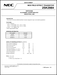 2SK2984-ZJ-E1(JM) datasheet: Low voltage 4V drive power MOSFET 2SK2984-ZJ-E1(JM)