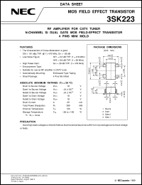 3SK223 datasheet: UHF band high frequency amplification 3SK223