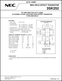 3SK252-T2 datasheet: VHF TV tuner RF amplification & mixer use N-channel MOS 3SK252-T2