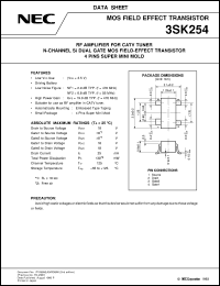 3SK254-T1 datasheet: VHF TV tuner RF amplification & mixer use N-channel MOS 3SK254-T1