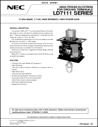 LD7111SERIES datasheet: DBS-Band, 1.7KW Klystrons for Communications LD7111SERIES