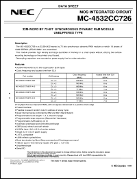 MC-4532CC726EF-A10 datasheet: 256M-byte(32M-word x 72-bit) SDRAM DIMM MC-4532CC726EF-A10