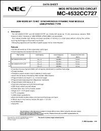 MC-4532CC727PF-A75 datasheet: 256M-byte(32M-word x 72-bit) SDRAM DIMM MC-4532CC727PF-A75