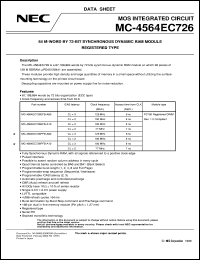 MC-4564EC726PFB-A10 datasheet: 512M-byte(64M-word x 72-bit) SDRAM DIMM MC-4564EC726PFB-A10