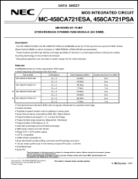 MC-458CA721ESA-A80 datasheet: 64M-byte(8M-word x 72-bit) SDRAM SO DIMM MC-458CA721ESA-A80