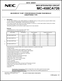 MC-458CA726PFB-A80 datasheet: 64M-byte(8M-word x 72-bit) SDRAM DIMM MC-458CA726PFB-A80