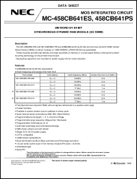 MC-458CB641ES-A10 datasheet: 64M-byte(8M-word x 64-bit) SDRAM SO DIMM MC-458CB641ES-A10