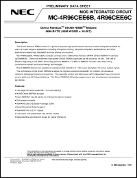 MC-4R96CEE6B-745 datasheet: 96M-byte(48M-word x 16-bit) Direct Rambus(TM) DRAM RIMM(TM) Module MC-4R96CEE6B-745