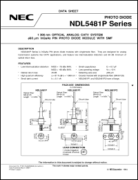NDL5481P1C datasheet: Optical communication photodiode module NDL5481P1C