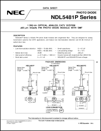 NDL5481P2D datasheet: Optical communication photodiode module NDL5481P2D