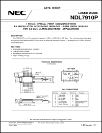 NDL7910PC datasheet: Laser diode module for optical communications NDL7910PC