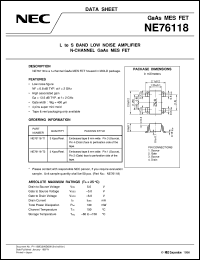 NE76118-T1 datasheet: GaAs MES-type Field Effect Transistor NE76118-T1