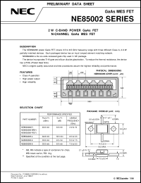 NE8500200 datasheet: C band 2W power amplification NE8500200